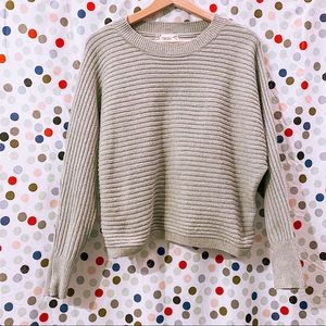 Womens grey/blue cropped  Pink rose sweater